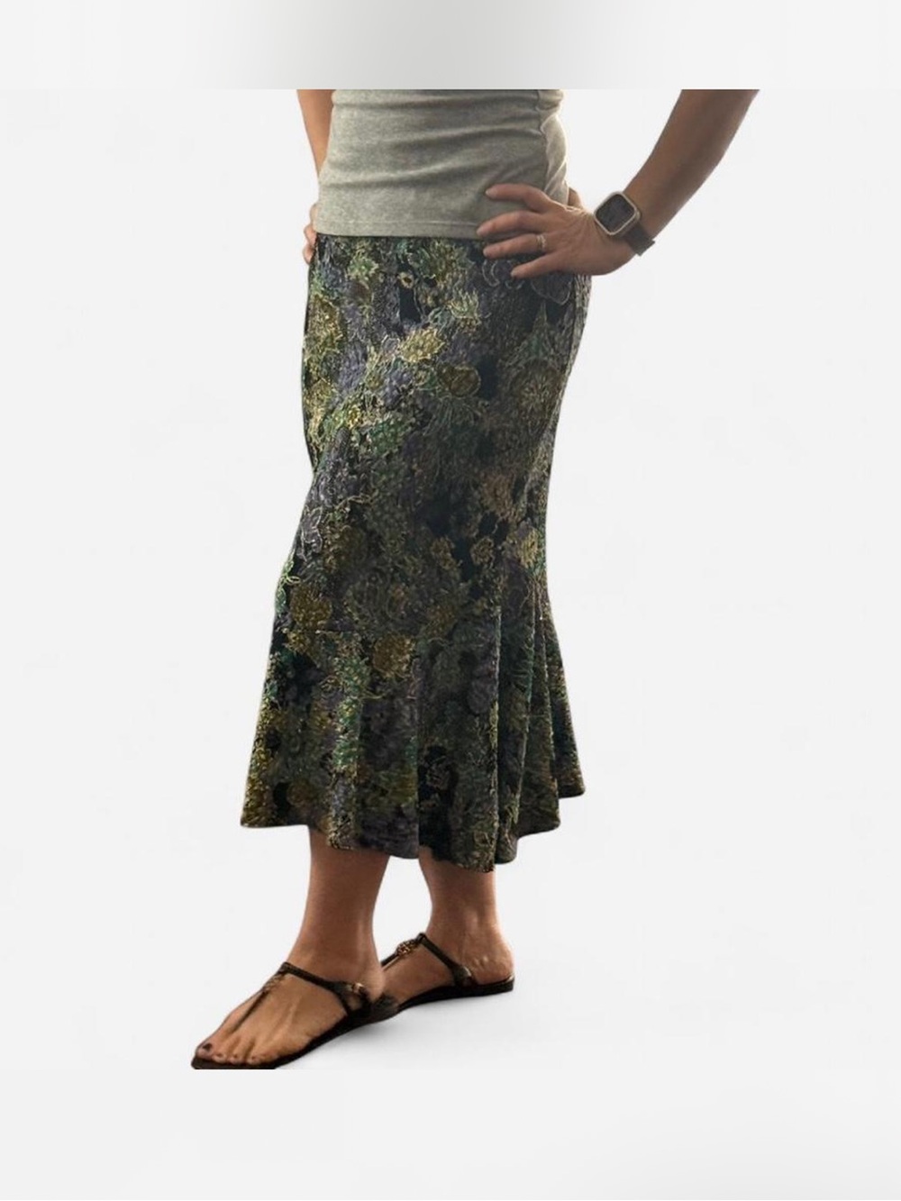 Choices Floral-Pattern Midi Skirt size PM grunge fairy whimsigoth boho witchy